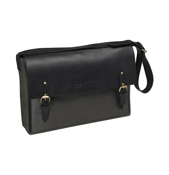 label.m Grey & Black Leather Stylist Bag